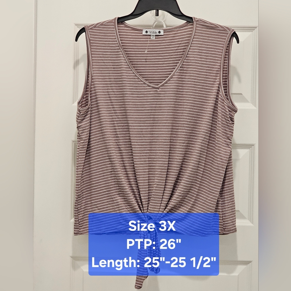 Wilde Tie Knot Striped Sleeveless Top, NWOT, Size 3X